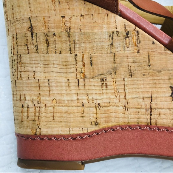 Franco Sarto Leather Platform Cork Heel Wedges size 10 brown - Picture 4 of 16